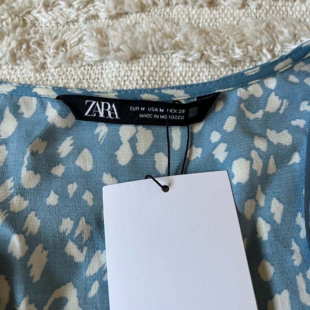 NWT Zara Animal print short dress blue medium - Picture 8 of 10
